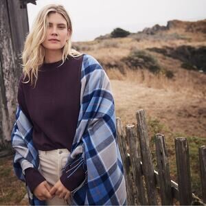 Lands End  Long Sleeve Textured Pique Funnel Neck Tunic Black Currant Size Small